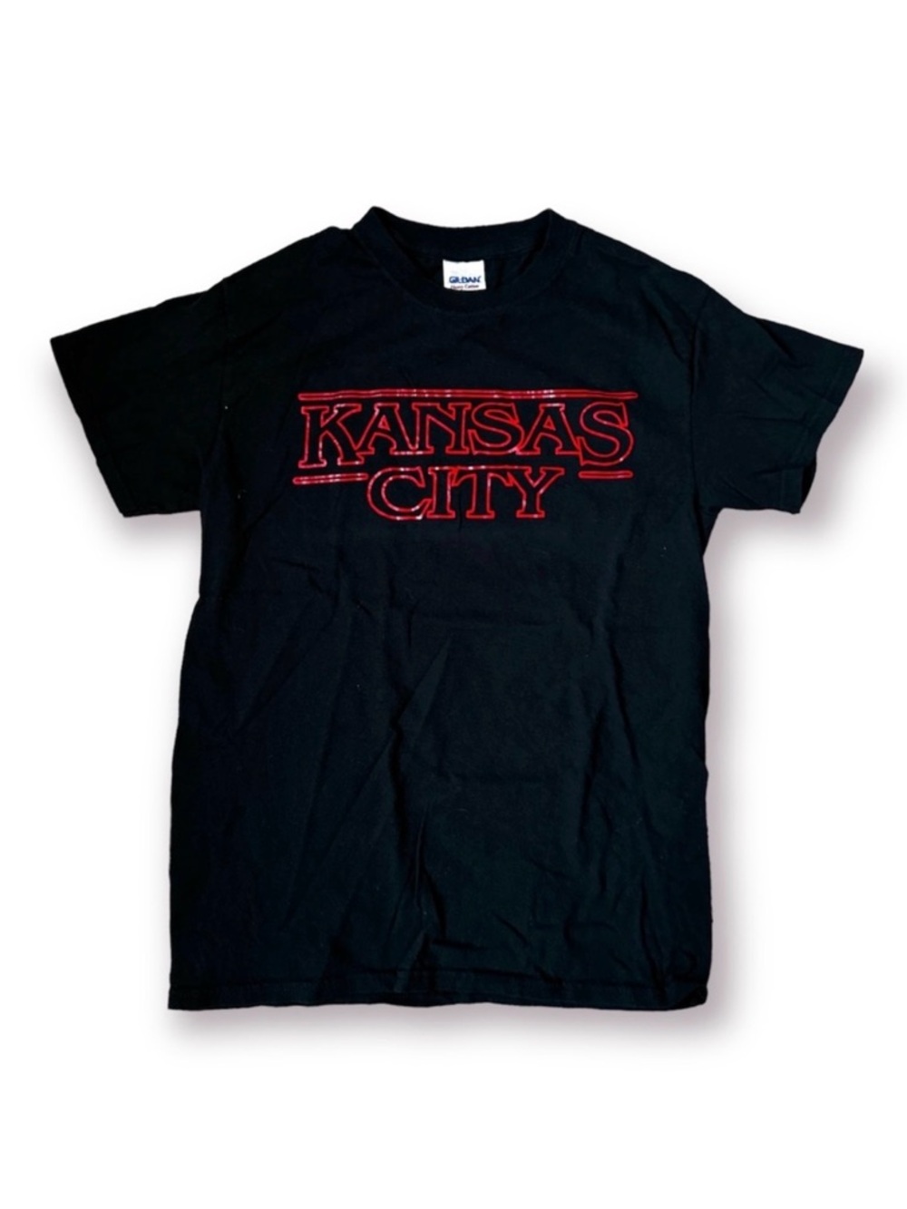 Kansas City Stranger Things Logo Style T-Shirt Black Tee Unisex Size Small